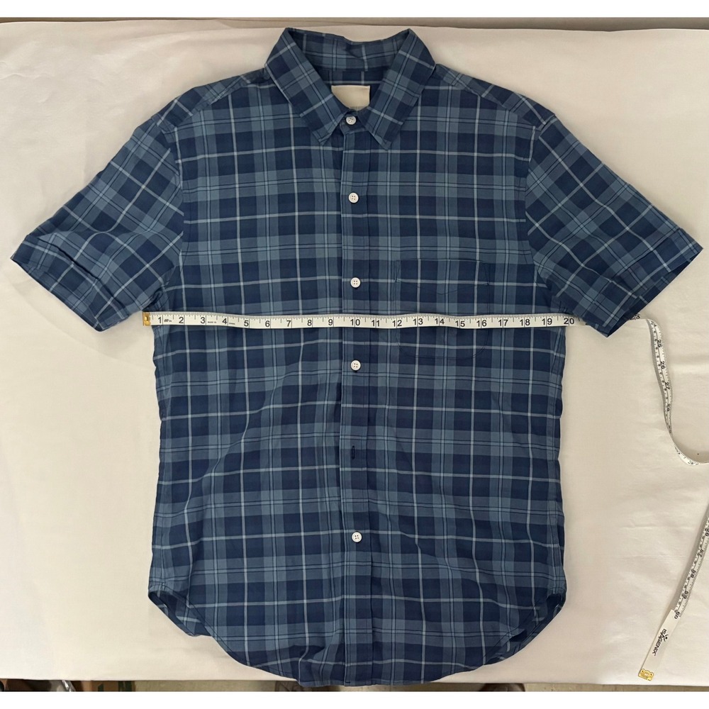 Band of Outsiders Blue Plaid Short Sleeve Button Down Shirt Men's